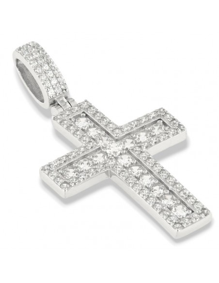 Ciondolo Argento Rodiato Croce Zirconi Contromaglia [eeb6a873]
