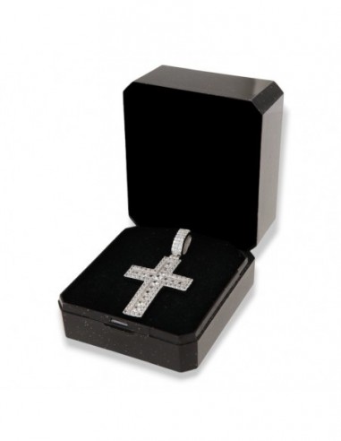 Ciondolo Argento Rodiato Croce Zirconi Contromaglia [5cfb2e69]