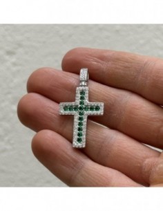 Ciondolo Argento Rodiato Croce Zirconi Verdi E Bianchi [dc5f7710] 2