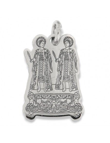 Ciondolo Argento Rodiato Santi Medici Incisione [0f6ea7e0]