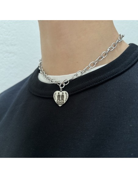 Collana Acciaio Pendente Cuore Santi Medici [00ceaa5f]