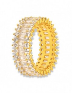 Anello Argento Dorato Eternity Zirconi Bianchi Baguette [f284b1d1]