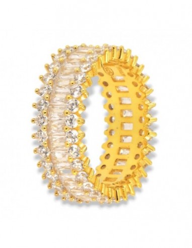 Anello Argento Dorato Eternity Zirconi Bianchi Baguette [f284b1d1]