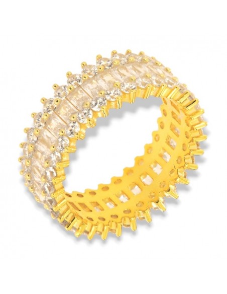 Anello Argento Dorato Eternity Zirconi Bianchi Baguette [6e6426f6]