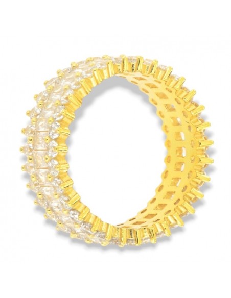 Anello Argento Dorato Eternity Zirconi Bianchi Baguette [6b3461e8]