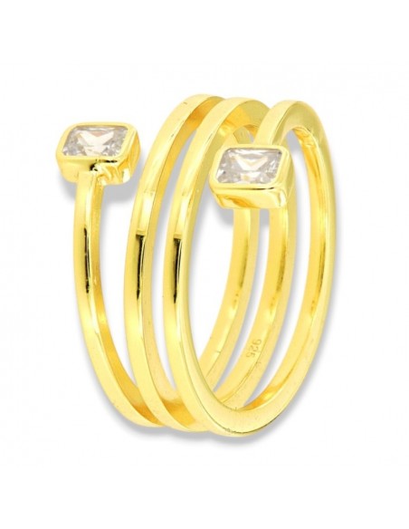 Anello Argento Dorato Intrecciato Zirconi Bianchi [99586907]