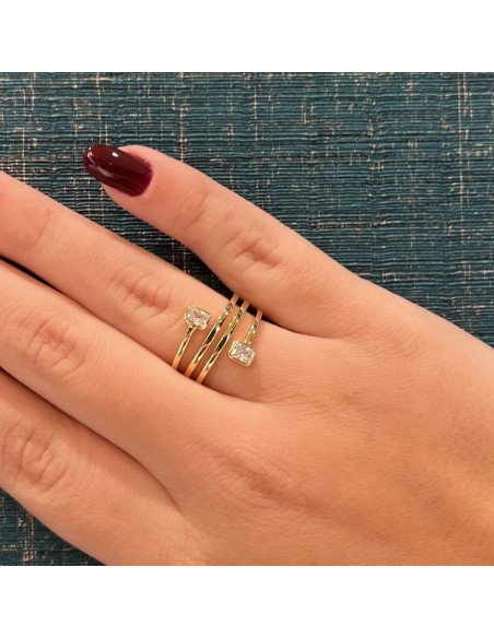 Anello Argento Dorato Intrecciato Zirconi Bianchi [e94f522f]