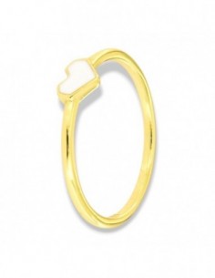 Anello Argento Dorato Cuore Smaltato Bianco [243c007c]