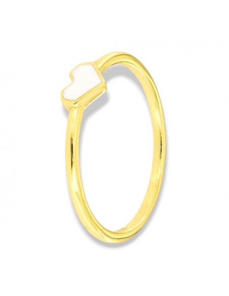 Anello Argento Dorato Cuore Smaltato Bianco [243c007c]