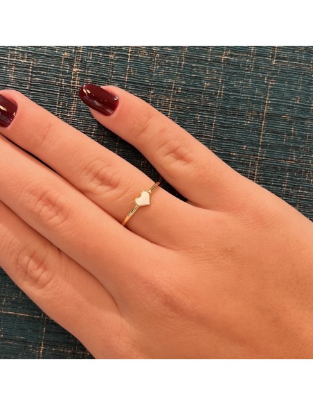 Anello Argento Dorato Cuore Smaltato Bianco [89a4944c]