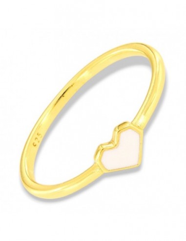 Anello Argento Dorato Cuore Smaltato Bianco [3eb95548]