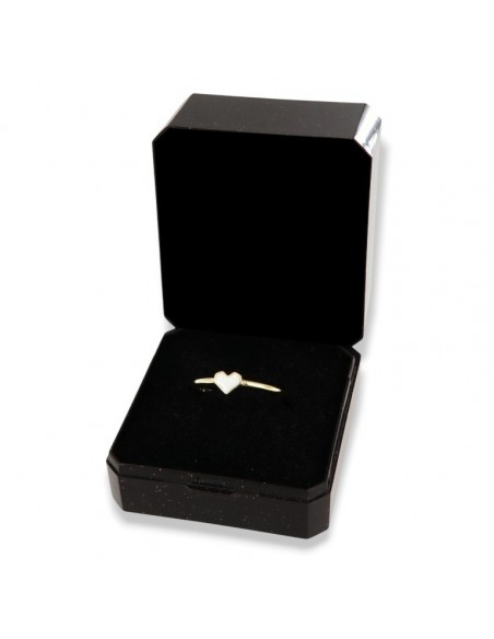 Anello Argento Dorato Cuore Smaltato Bianco [e2cf515b]