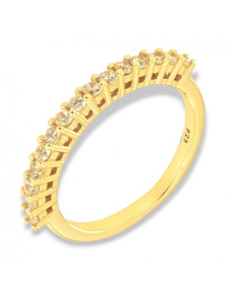 Anello Argento Dorato Riviera Zirconi Bianchi [2c52864c]