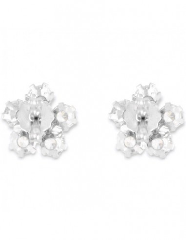 Orecchini Oro Bianco Punto Luce Fiore Zirconi Bianchi [5f17023f]