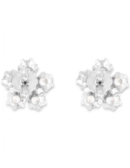 Orecchini Oro Bianco Punto Luce Fiore Zirconi Bianchi [5f17023f]