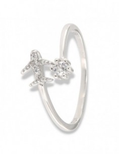 Anello Argento Rodiato Aereoplano Punto Luce [5abbf074]