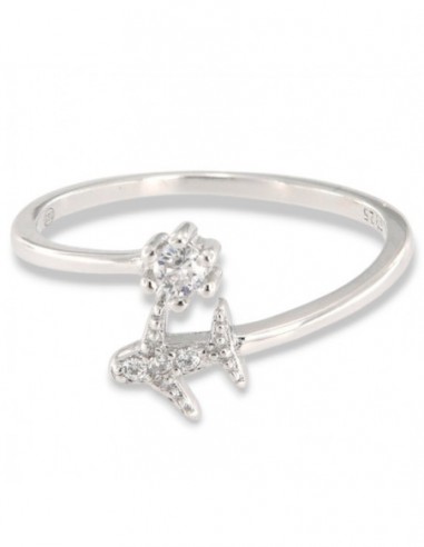 Anello Argento Rodiato Aereoplano Punto Luce [0e6c1edb]