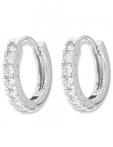 Orecchini Argento Rodiato Cerchi 16MM Zirconi Bianchi [31f55093]