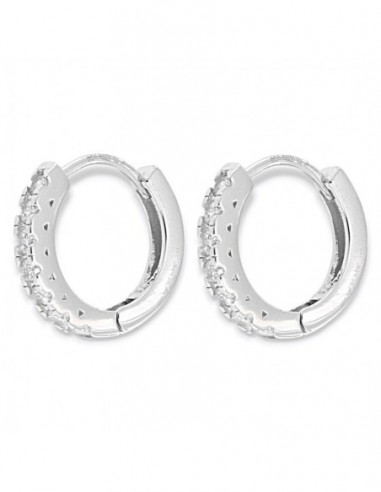 Orecchini Argento Rodiato Cerchi 16MM Zirconi Bianchi [e6fd7eb9]