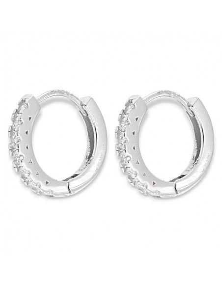 Orecchini Argento Rodiato Cerchi 16MM Zirconi Bianchi [e6fd7eb9]