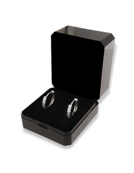 Orecchini Argento Rodiato Cerchi 16MM Zirconi Bianchi [51e0bfbd]