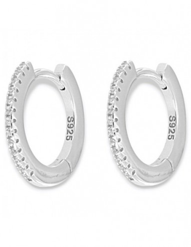Orecchini Argento Rodiato Cerchi 16MM Zirconi Bianchi [5fced29a]