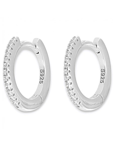 Orecchini Argento Rodiato Cerchi 16MM Zirconi Bianchi [5fced29a]