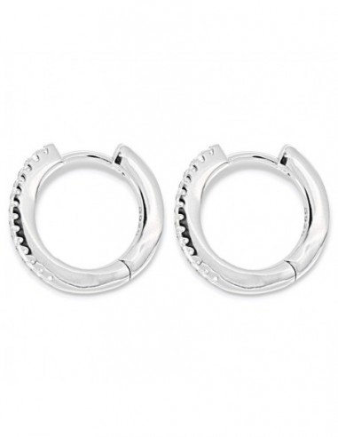 Orecchini Argento Rodiato Cerchi 16MM Zirconi Bianchi [edf488a4]