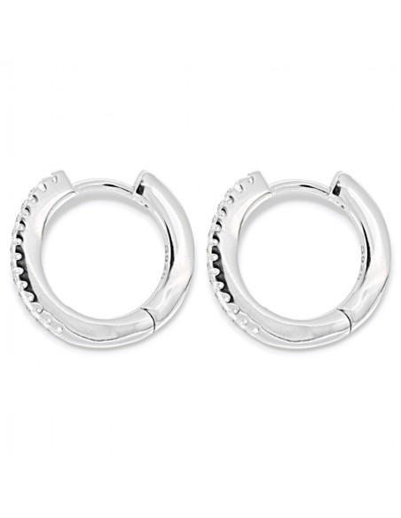 Orecchini Argento Rodiato Cerchi 16MM Zirconi Bianchi [edf488a4]