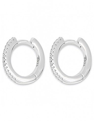 Orecchini Argento Rodiato Cerchi 16MM Zirconi Bianchi [e8a4cfba]