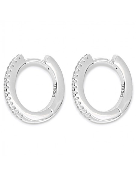 Orecchini Argento Rodiato Cerchi 16MM Zirconi Bianchi [e8a4cfba]