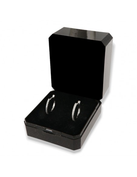 Orecchini Argento Rodiato Cerchi 16MM Zirconi Bianchi [5fb90ebe]