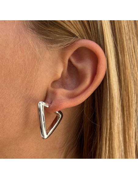 Orecchini Argento Rodiato Cerchi Triangolari [d2c2b195]