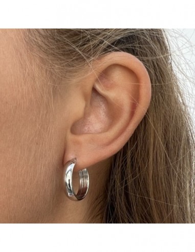 Orecchini Argento Rodiato Cerchi Canna Tonda 19MM [7fe17f9e]