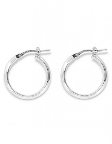 Orecchini Argento Rodiato Cerchi Canna Tonda 19MM [c8fcbe9a]