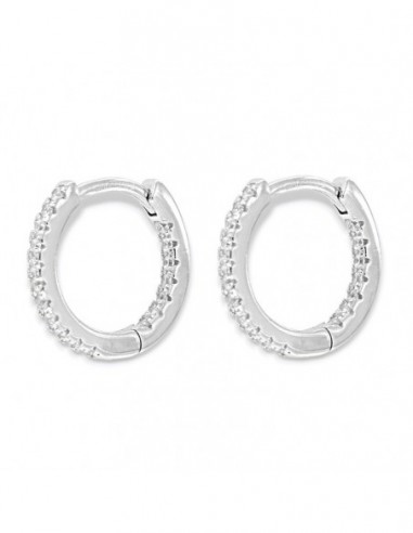 Orecchini Argento Rodiato Cerchi Zirconi Interni [351eb14d]