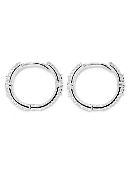 Orecchini Argento Rodiato Cerchi Zirconi Pavè 19MM [f5d48ee8]
