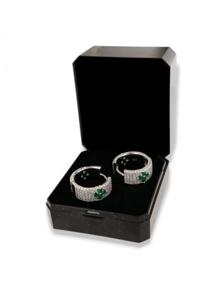 Orecchini Argento Rodiato Cerchi Zirconi Pavè 19MM [479908f2]