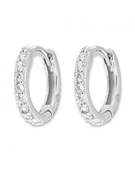Orecchini Argento Rodiato Cerchi Zirconi Bia 10MM [0e039d75]