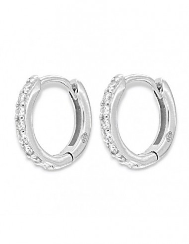 Orecchini Argento Rodiato Cerchi Zirconi Bia 10MM [f8d6b925]