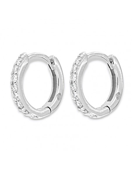 Orecchini Argento Rodiato Cerchi Zirconi Bia 10MM [f8d6b925]