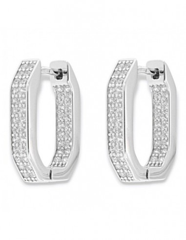 Orecchini Argento Rodiato Cerchi Zirconi Interni [2a99f2cc]
