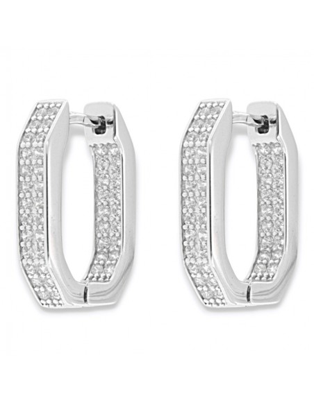 Orecchini Argento Rodiato Cerchi Zirconi Interni [2a99f2cc]