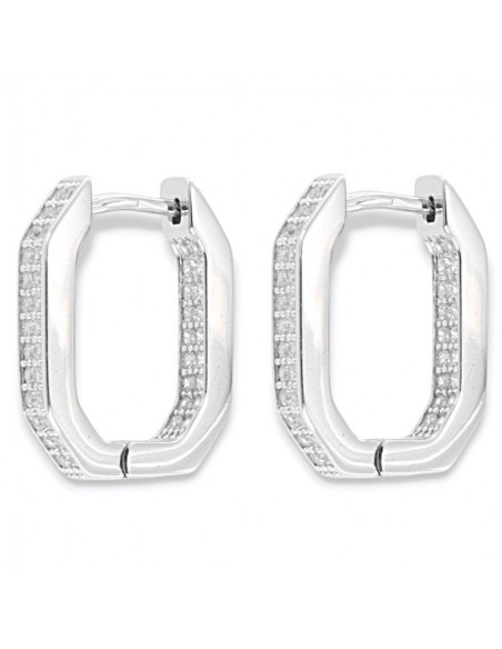 Orecchini Argento Rodiato Cerchi Zirconi Interni [f15a58c1]