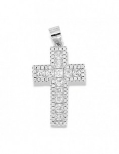 Ciondolo Argento Rodiato Croce Zirconi Bianchi [54b47bf2]