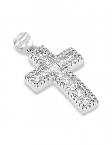 Ciondolo Argento Rodiato Croce Zirconi Bianchi [d44bc8e6]