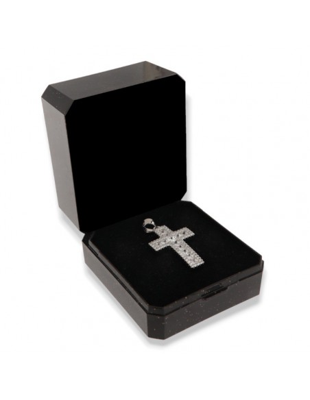 Ciondolo Argento Rodiato Croce Zirconi Bianchi [66064efc]