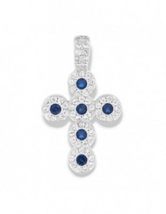Ciondolo Argento Rodiato Croce Magic Blu/Bianchi [302f77c7]