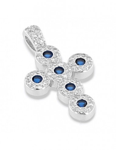 Ciondolo Argento Rodiato Croce Magic Blu/Bianchi [f09d6fef]