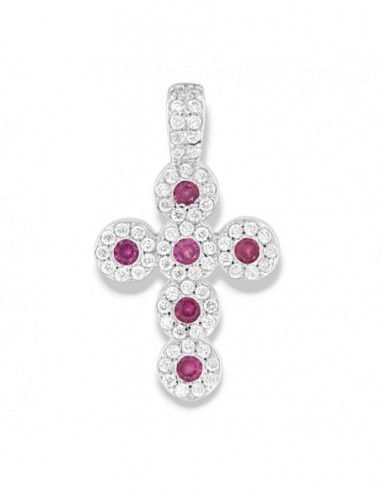 Ciondolo Argento Rodiato Croce Magic Viola/Bianchi [8732b6c3]